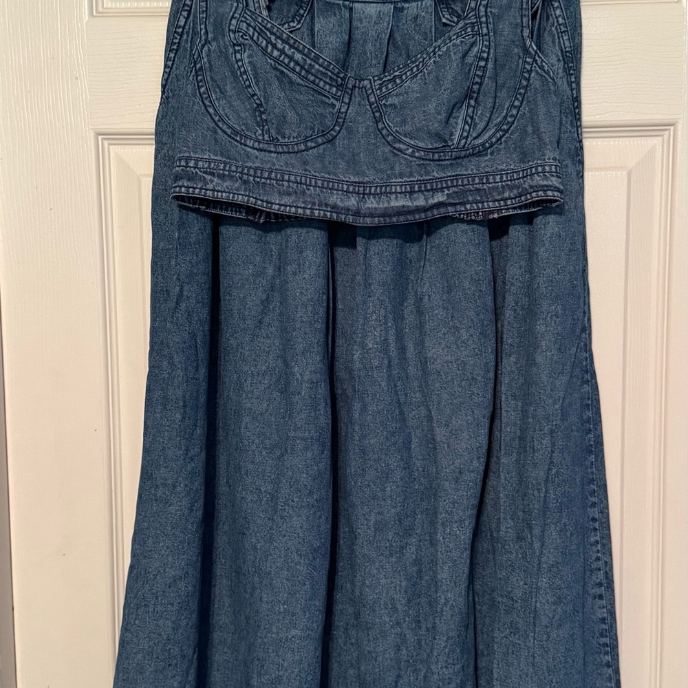 Free People Blue Denim Skirt set